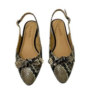 Talbot Edison Bow Embossed Slingback Flats. Size 9.